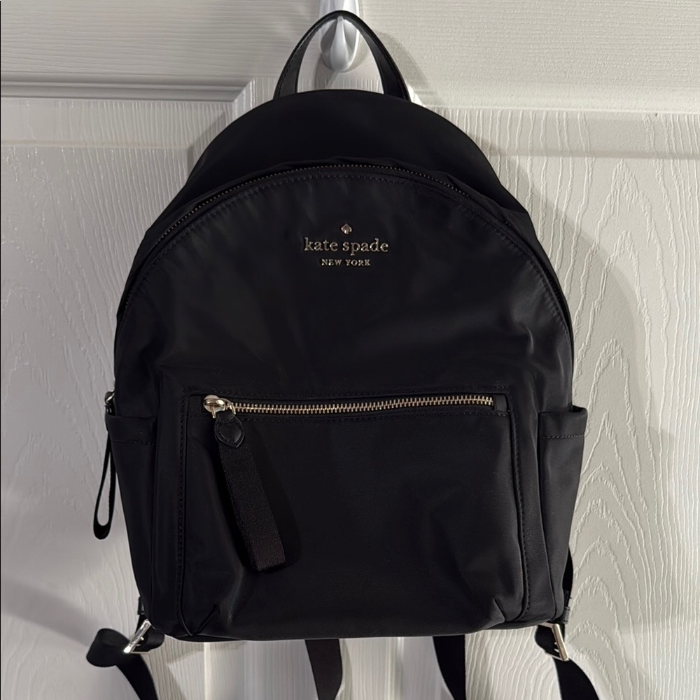 Kate Spade Black Medium Backpack with Gold Accents